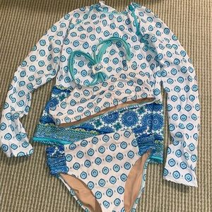 Cabana life bathing suit and matching rash guard